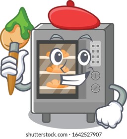 A cute picture of oven cake as an Artist having a brush
