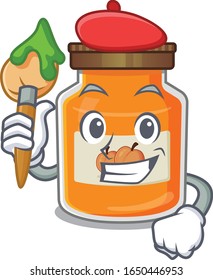 A cute picture of peach jam as an Artist having a brush