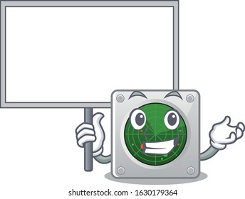 A cute picture of radar cute cartoon character bring a board