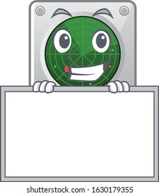 A cute picture of radar grinning with board
