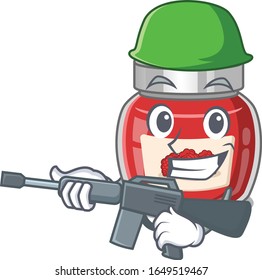 Una linda foto del ejército de embotellamiento de frambuesa con ametralladora