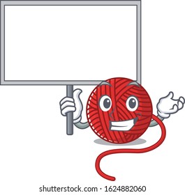 A cute picture of red wool yarn cute cartoon character bring a board