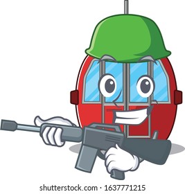 A cute picture of ropeway Army with machine gun