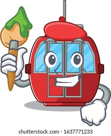 A cute picture of ropeway as an Artist having a brush