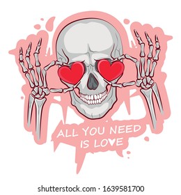 cute picture of scho skeleton for valentines day. Vector illustration on a white background. Valentine's Day	
