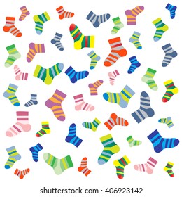 Cute picture from the set of colored socks on a white background