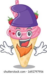 Cute picture of strawberry ice cream in Elf cartoon design