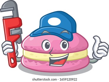 A cute picture of strawberry macarons working as a Plumber