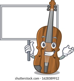 A cute picture of violin cute cartoon character bring a board