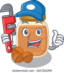 A cute picture of walnut butter working as a Plumber