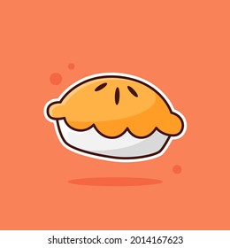 Cute Pie Cartoon Vector Illustration. Good Used for Sticker, Logo, Icon, Clipart, Etc - EPS 10 Vector