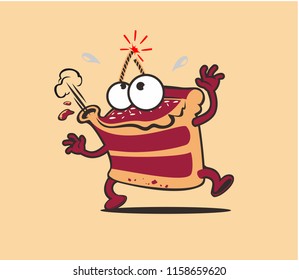 Cute Piece of Cake Character. Vector Illustraton.
