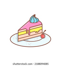 cute piece Of Cake icon vector. isolated on white background
