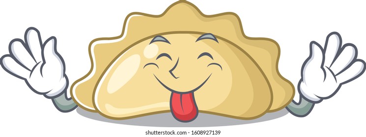 Cute pierogi cartoon mascot style with Tongue out