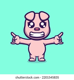 Cute pig activities vector icon illustration