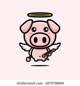 cute pig angel character design