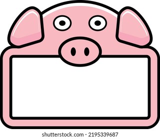 cute pig animal board vector illustration design