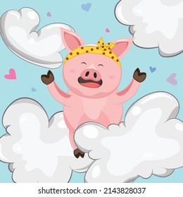  cute pig animal cartoon character illustration