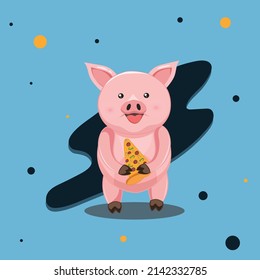 Cute pig animal cartoon illustration