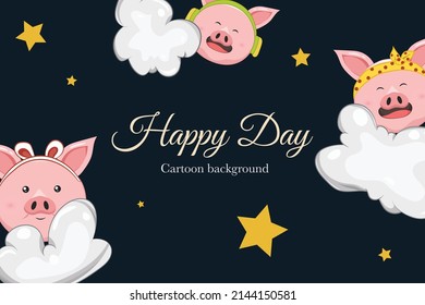 cute pig animal cartoon template background 