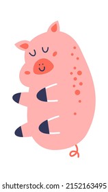 Cute pig animal Childish Design. Vector illustration