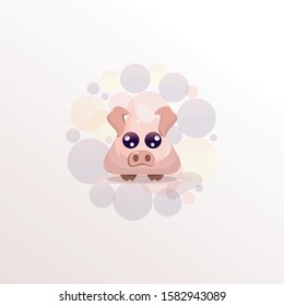 cute pig baby  illustration design vector