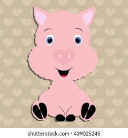 cute Pig baby. Template for design and decoration. cute sticker album, scrapbook. Baby vector illustration. Baby shower