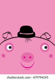 Cute pig background , gentleman pig