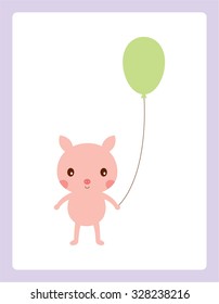 cute pig with balloon