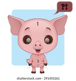 Cute pig being confused about marks