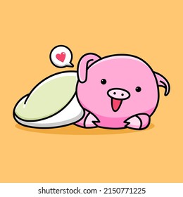 Cute pig with blanket cartoon design