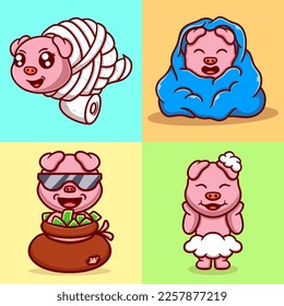 Ilustración de la caricatura de un paquete de cerdo