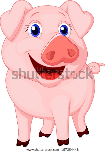 かわいい豚の漫画 のベクター画像素材 ロイヤリティフリー