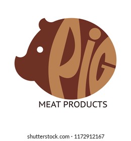 Cute pig cartoon animal farm logo vector illustration.