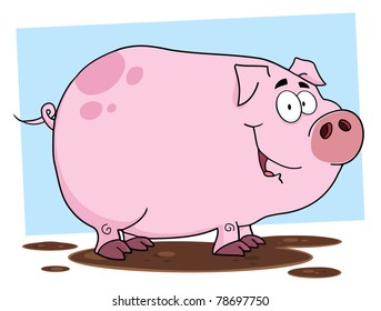 Cute Pig Cartoon Character