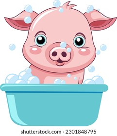 Cute pig cartoon character illustration