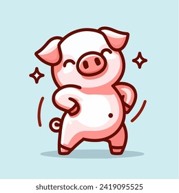 cute pig cartoon character mascot