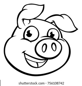 A cute pig cartoon character mascot  illustration