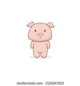 Cute pig cartoon character vector