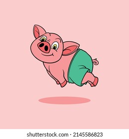 cute pig cartoon for commercial use