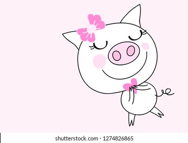 Cute pig cartoon  design vector eps.10   