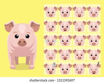 Cute Pig Cartoon Emoticons Vector Illustration