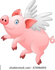 Cute pig cartoon flying