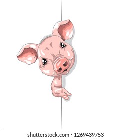 Cute pig cartoon hand drawn vector illustration. Can be used for baby t-shirt printing, fashion print design, children wear, baby shower celebration greeting and invitation card.