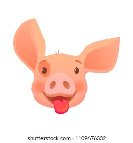 Cute pig cartoon. Pig head isolated. Vector illustration