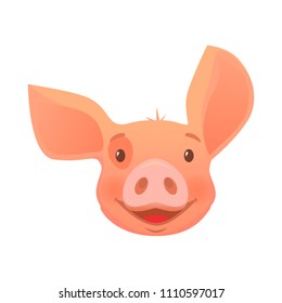 Cute pig cartoon. Pig head isolated. Vector illustration