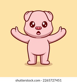 Cute pig cartoon icon illustration