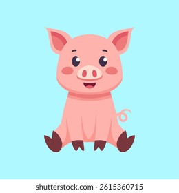 Cute Pig Cartoon Icon Vector Illustration
