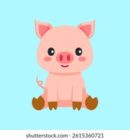 Cute Pig Cartoon Icon Vector Illustration