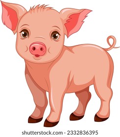 Cute pig cartoon isolated illustration